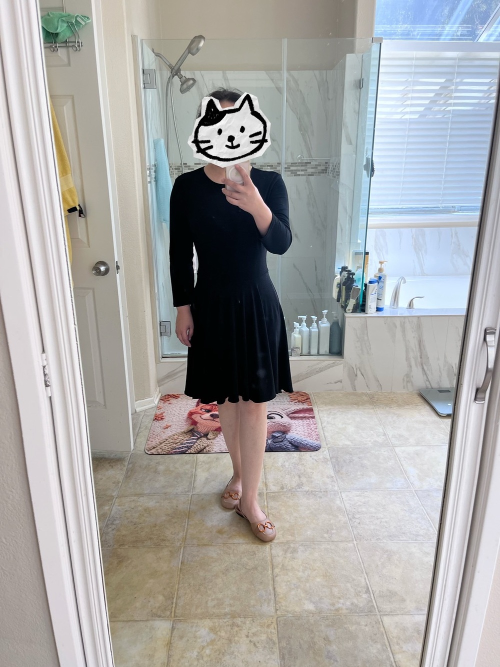 Express Size M Black Fit-and-Flare Dress with High-Low Hem